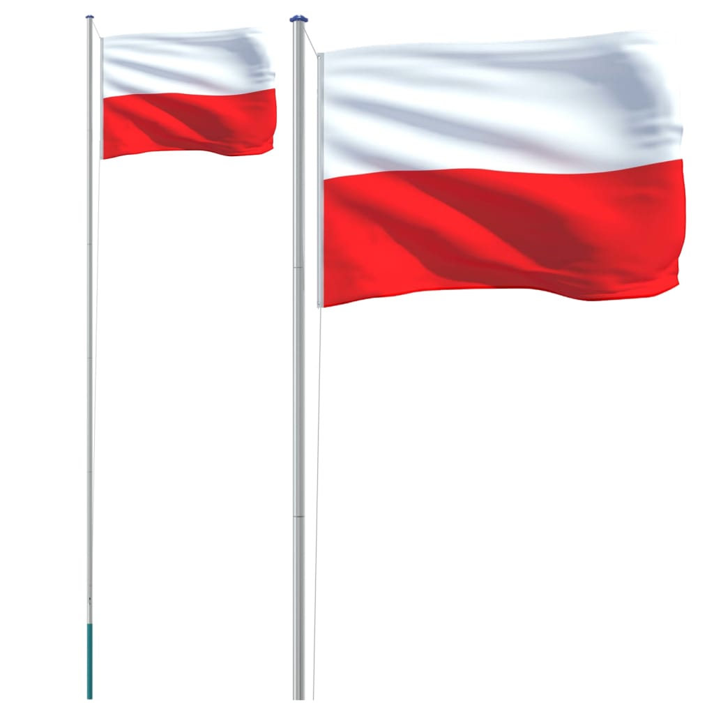 vidaXL Polens flagga och flaggstång 6,23 m aluminium