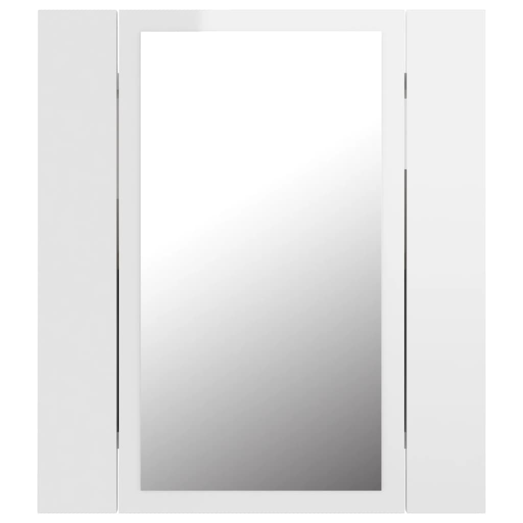 vidaXL Spegelskåp för badrum LED vit högglans 40x12x45 cm akryl