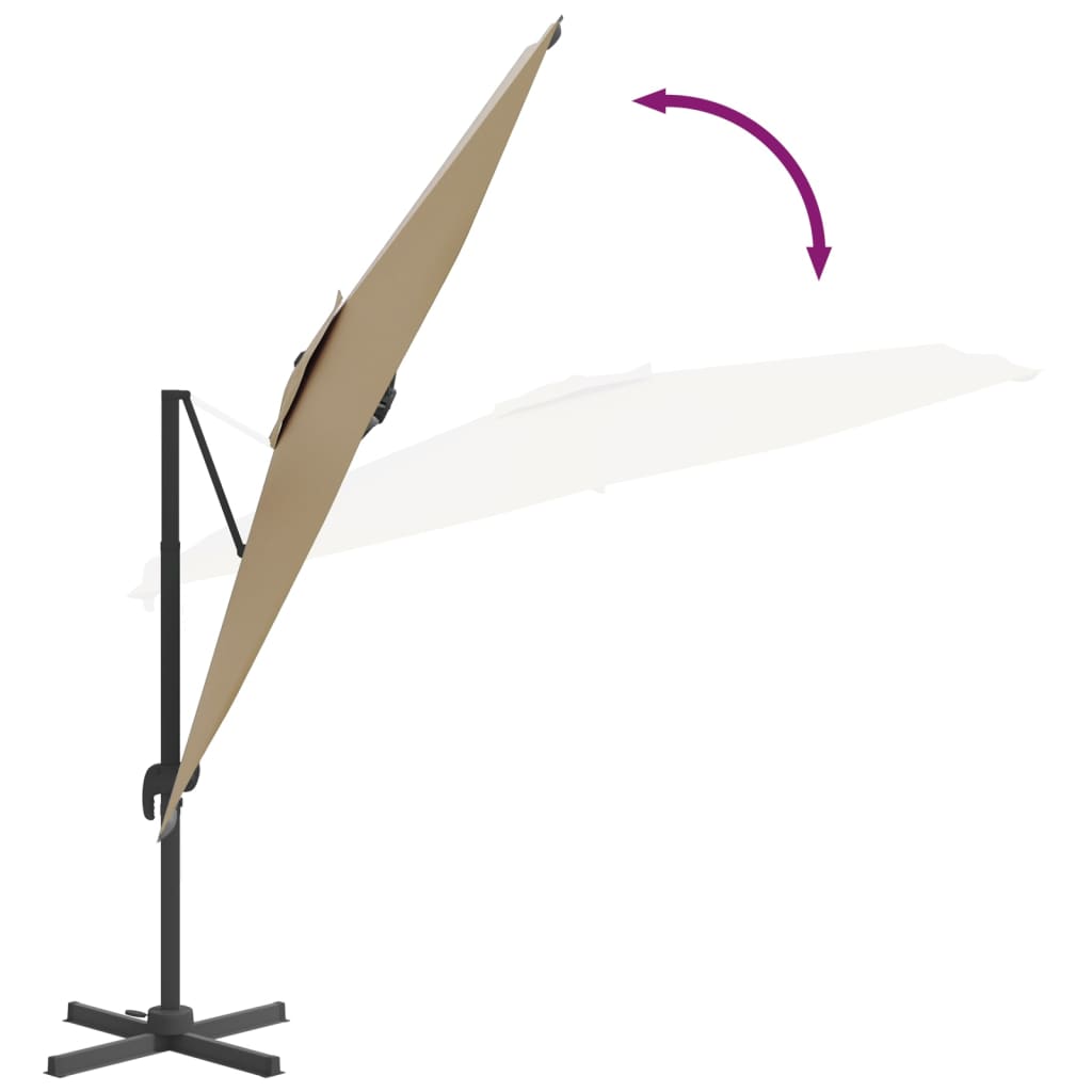 vidaXL Frihängande parasoll med aluminiumstång taupe 300x300 cm