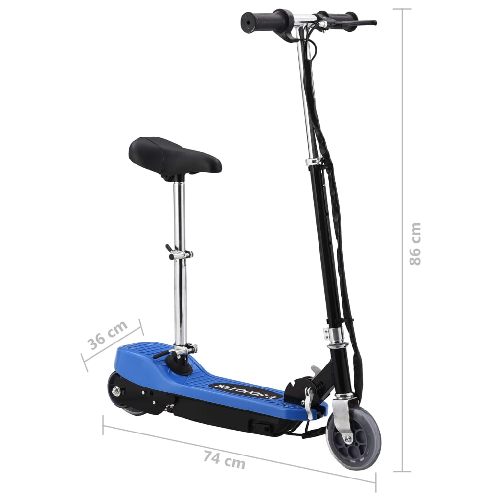 vidaXL Elektrisk sparkcykel med sadel 120 W blå