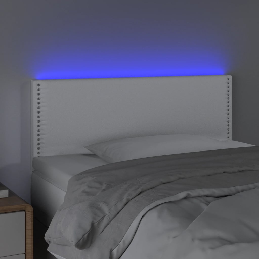 vidaXL Sänggavel LED vit 80x5x78/88 cm konstläder