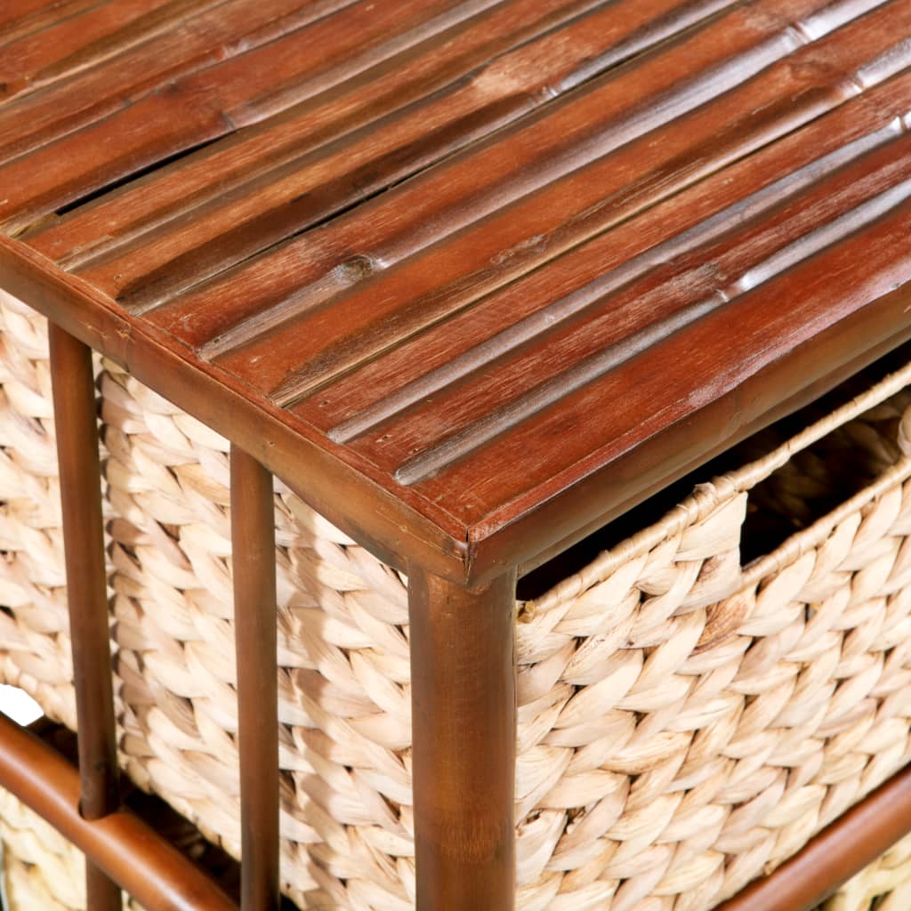 vidaXL Sängbord bambu och vattenhyacint 36x33x58 cm
