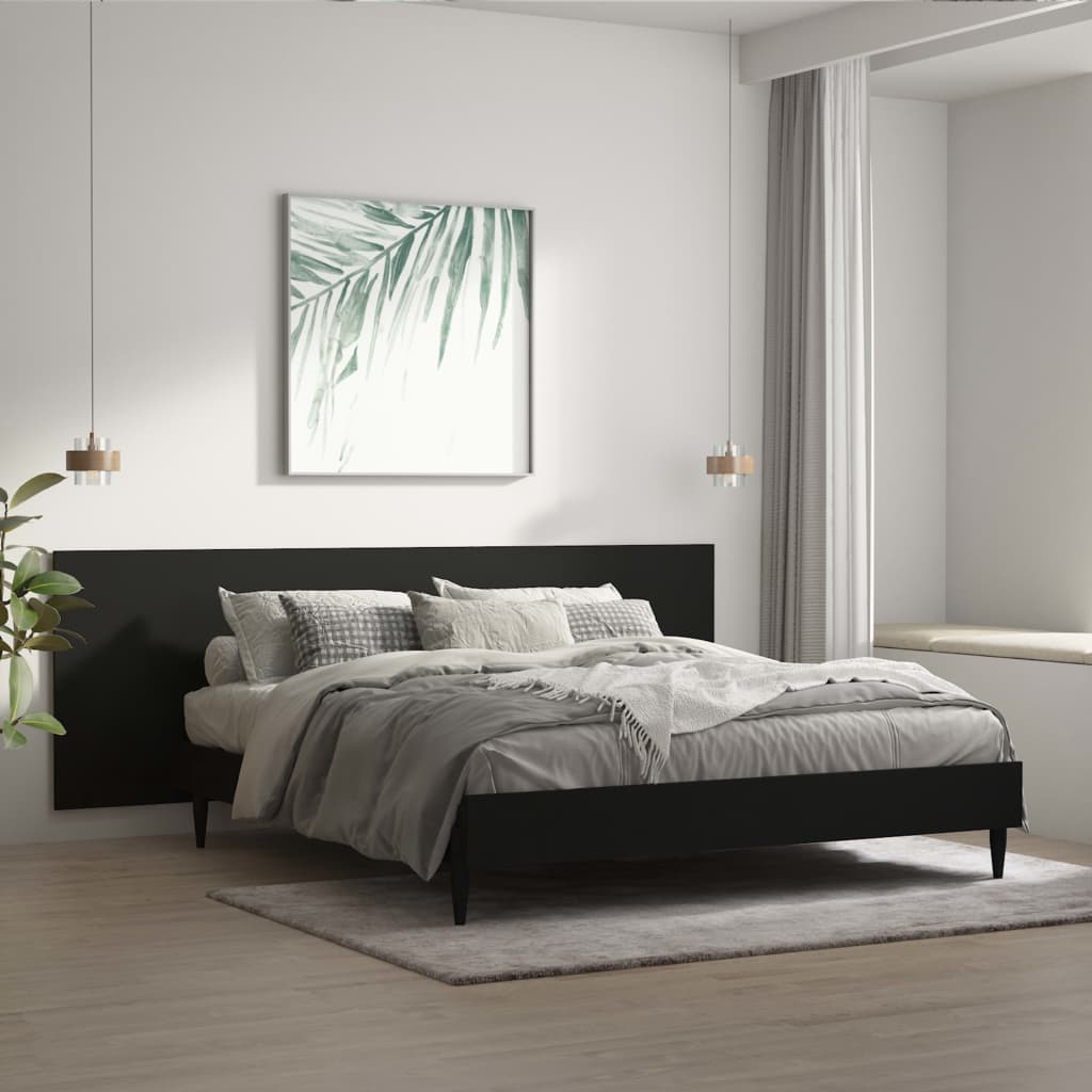 vidaXL Väggmonterad sänggavel svart 240x1,5x80 cm konstruerat trä