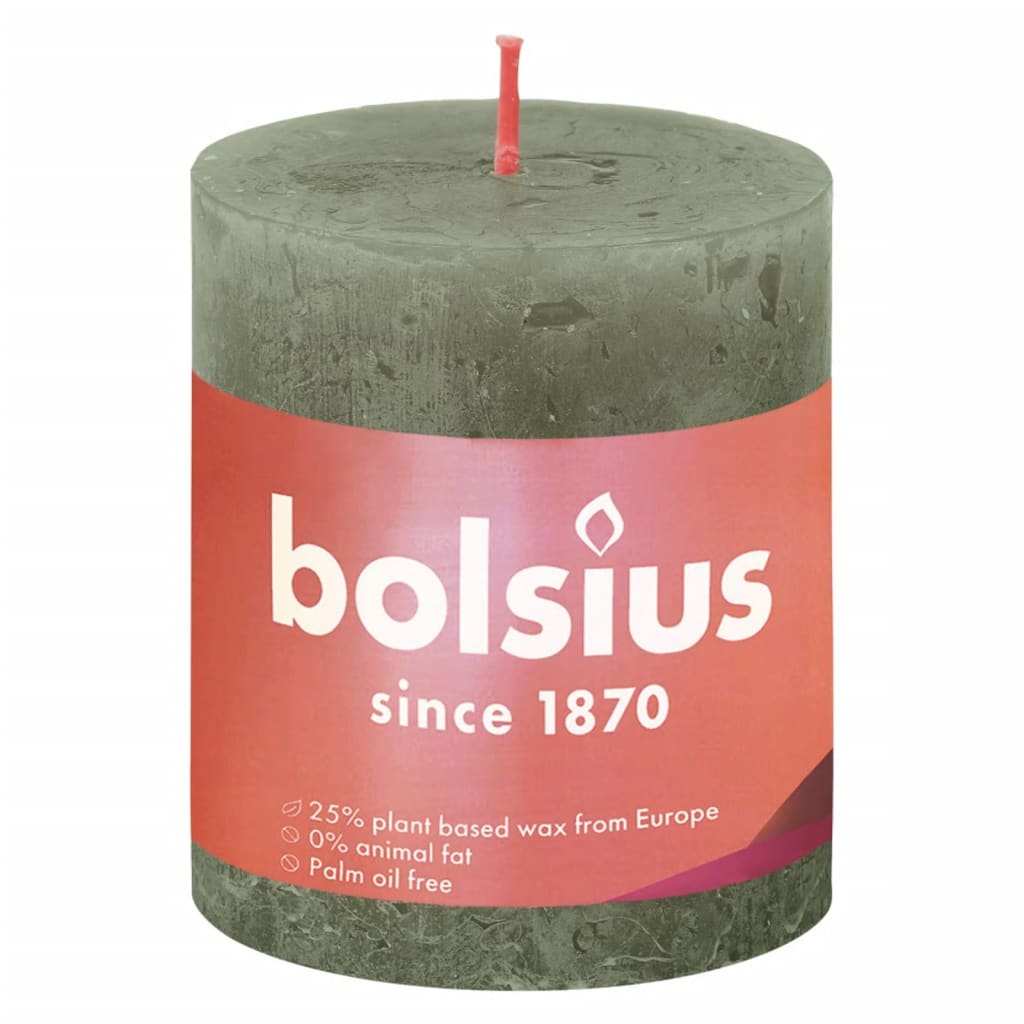 Bolsius Rustika blockljus 4-pack 80x68 mm olivgrön