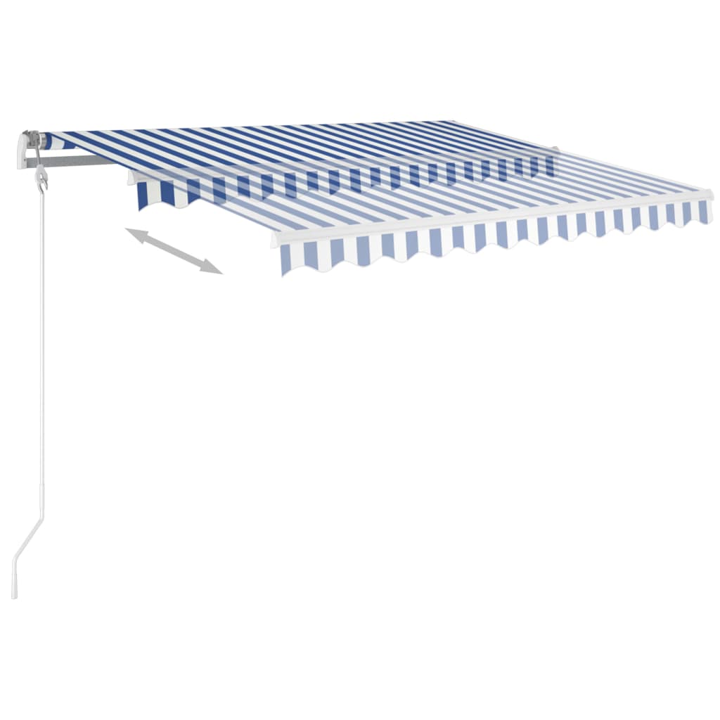 vidaXL Automatisk markis med vindsensor & LED 350x250 cm blå och vit