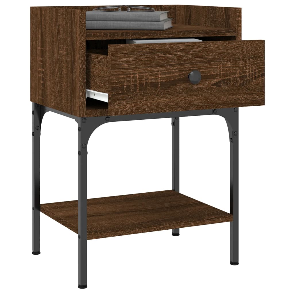 vidaXL Sängbord brun ek 40,5x31x60 cm konstruerat trä