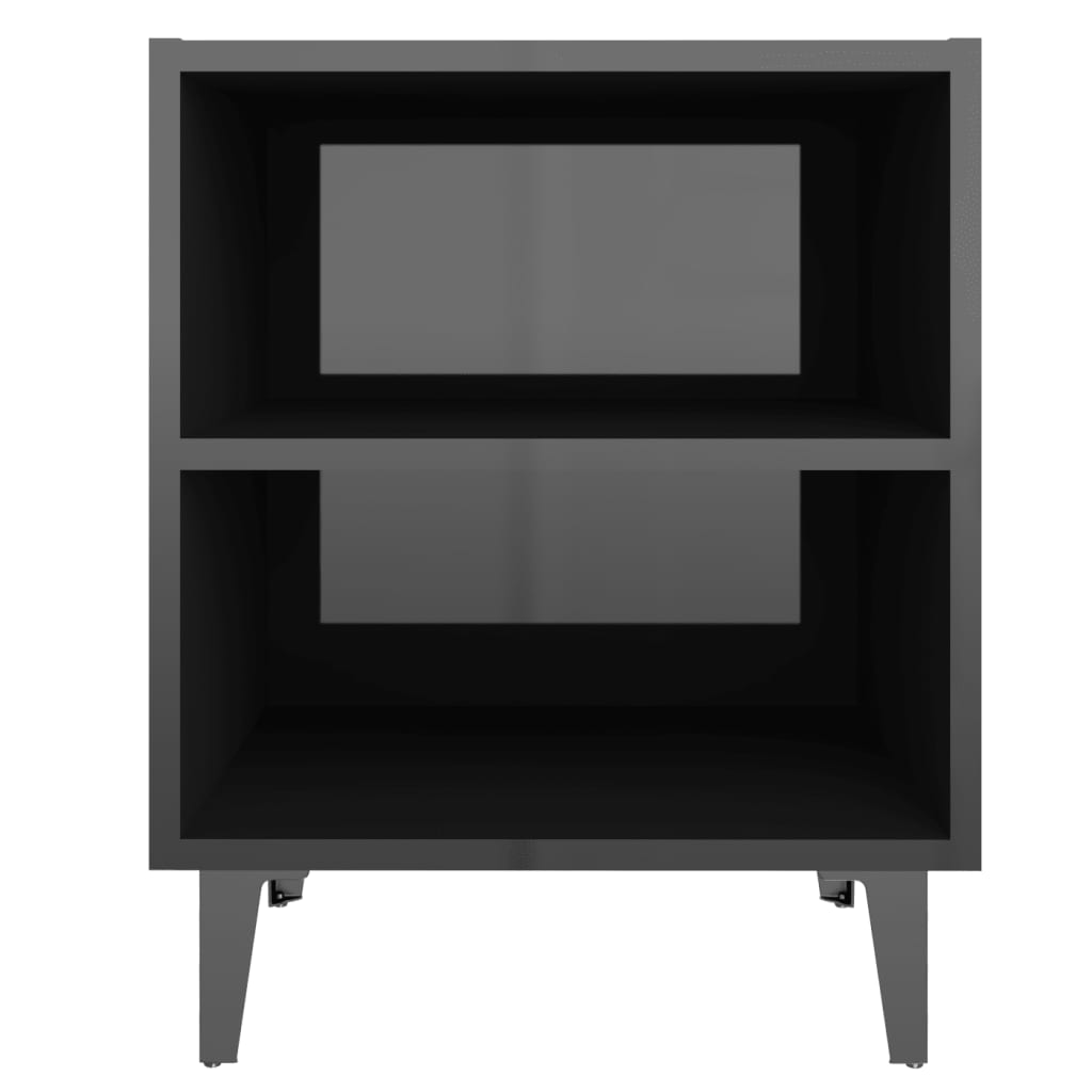 vidaXL Sängbord med metallben 2 st svart högglans 40x30x50 cm