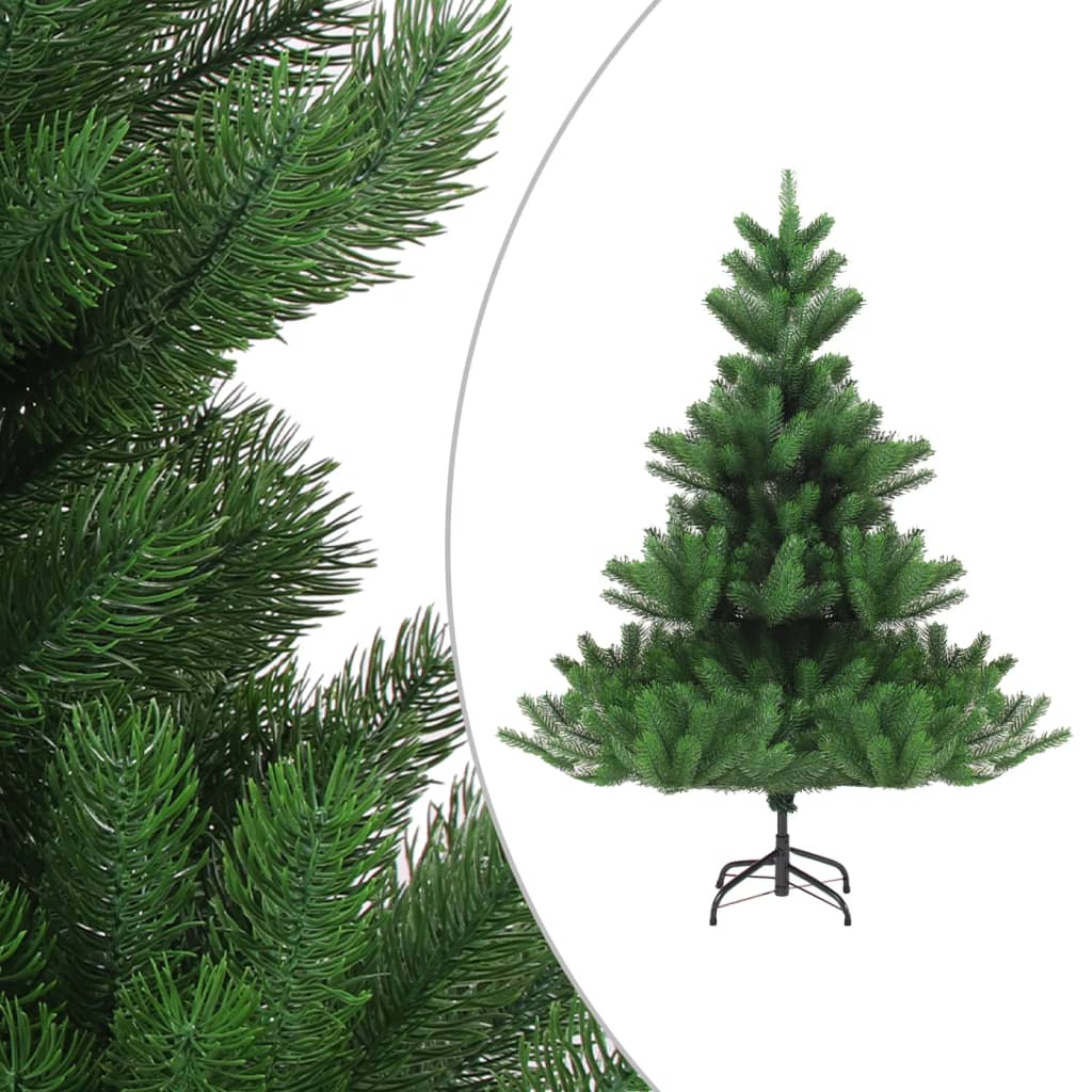 vidaXL Konstgjord nordmannsgran med LED och julgranskulor grön 180 cm