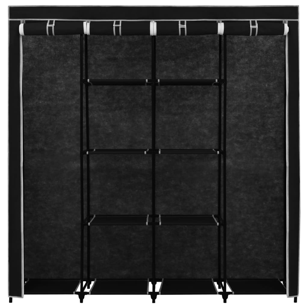 vidaXL Garderob med 4 fack svart 175x45x170 cm