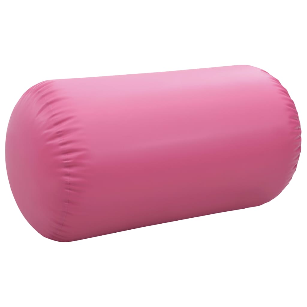 vidaXL Uppblåsbar gymnastikrulle med pump 120x75 cm PVC rosa