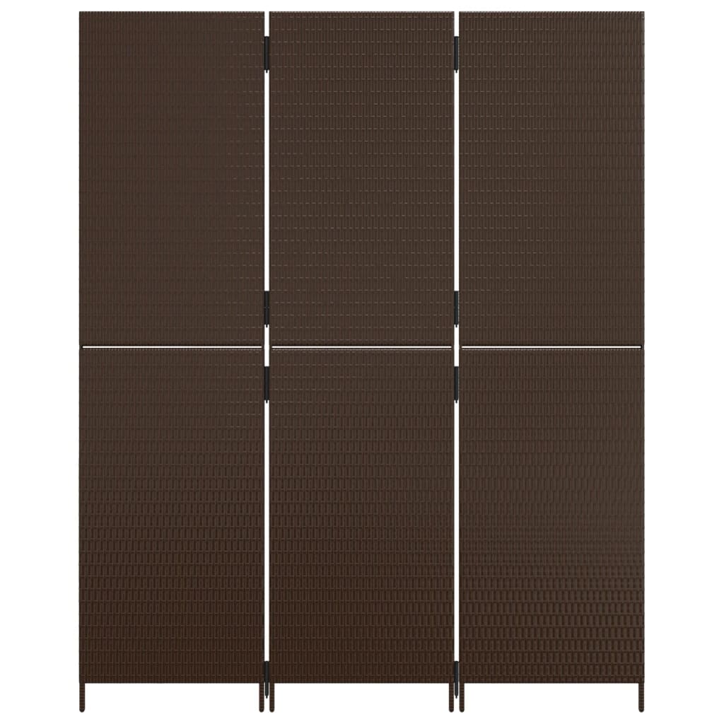 vidaXL Rumsavdelare 3 paneler brun konstrottning