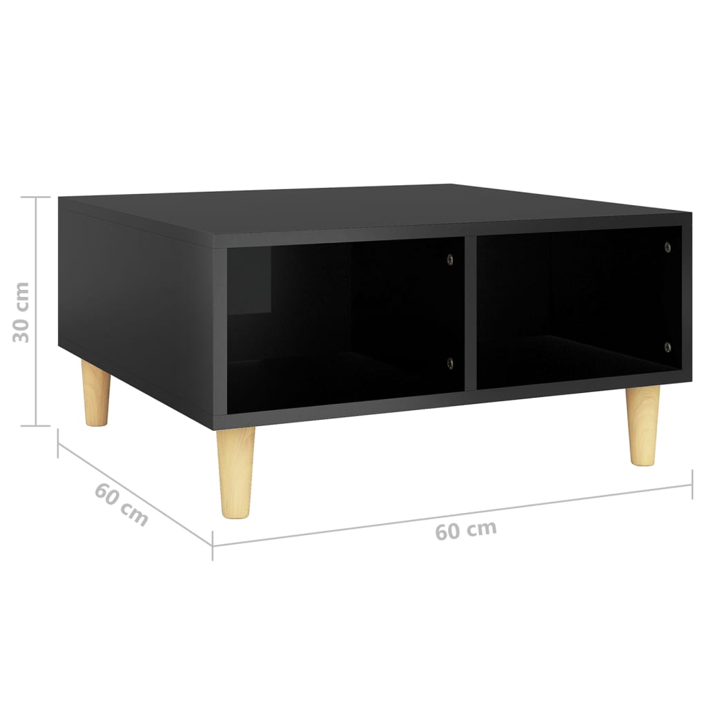 vidaXL Soffbord svart högglans 60x60x30 cm konstruerat trä