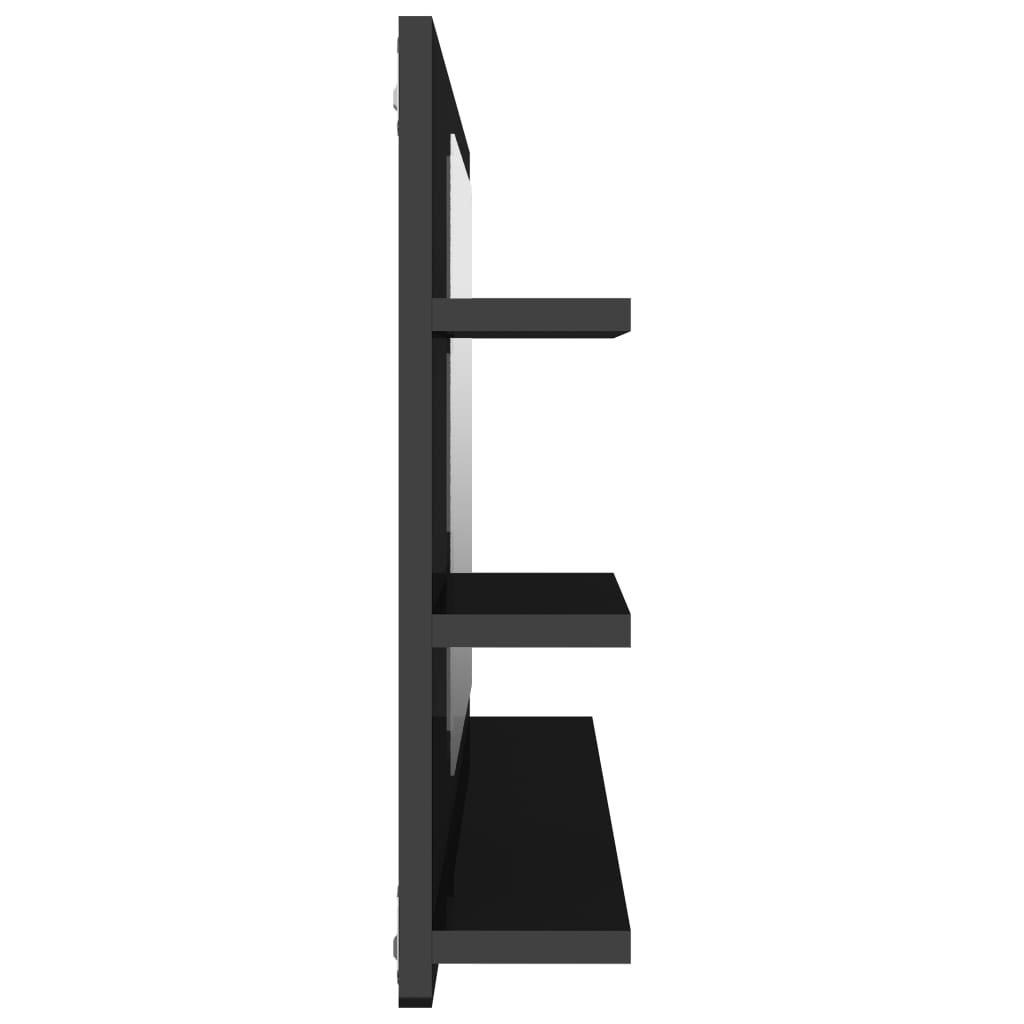 vidaXL Badrumsspegel svart högglans 90x10,5x45 cm spånskiva