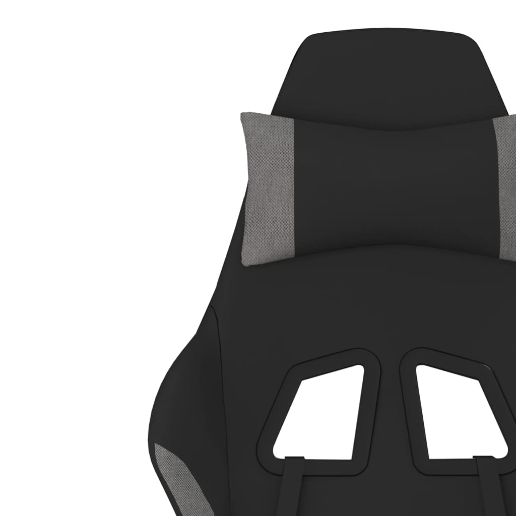 vidaXL Gamingstol med fotstöd och massage svart och ljusgrå tyg