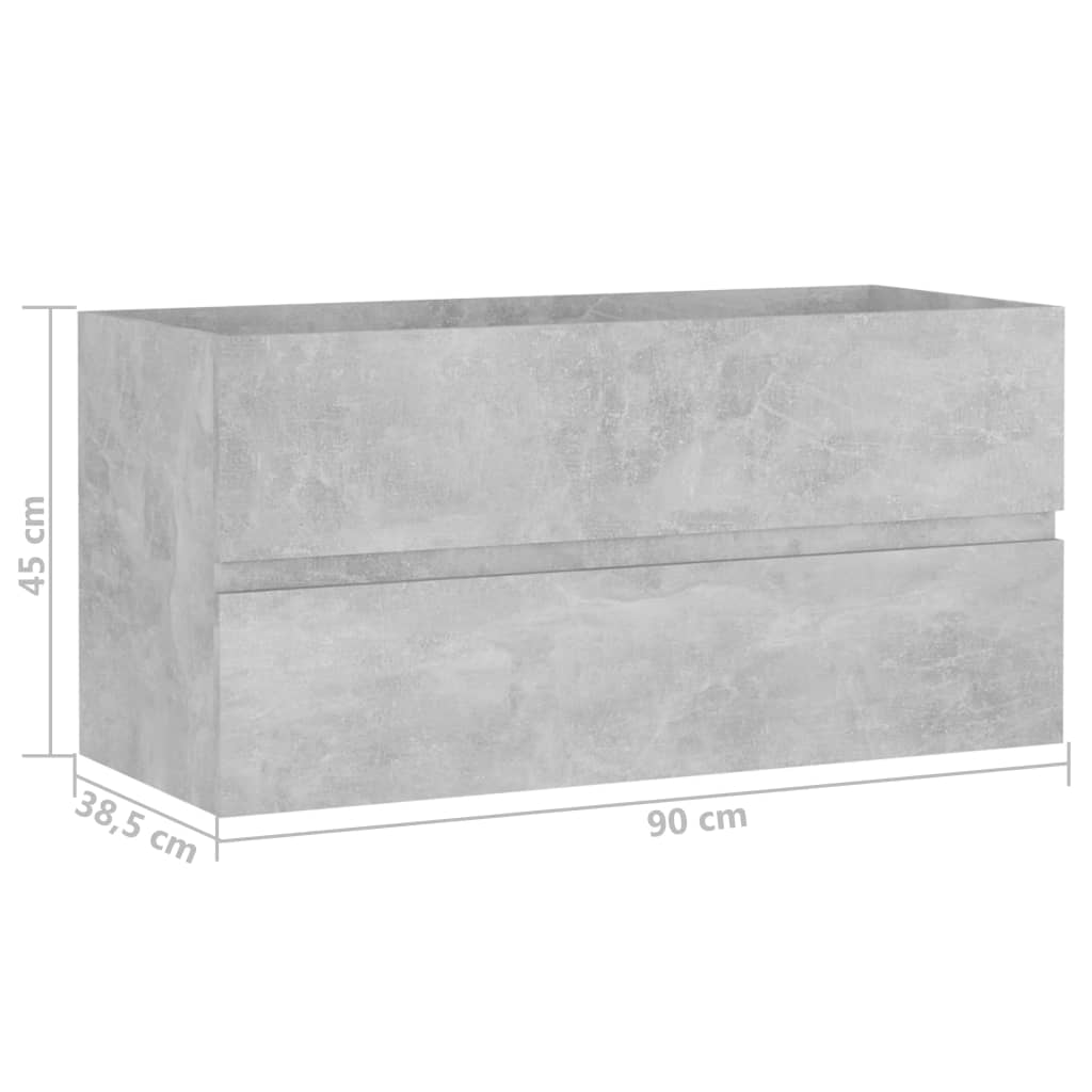 vidaXL Tvättställsskåp betonggrå 90x38,5x45 cm spånskiva
