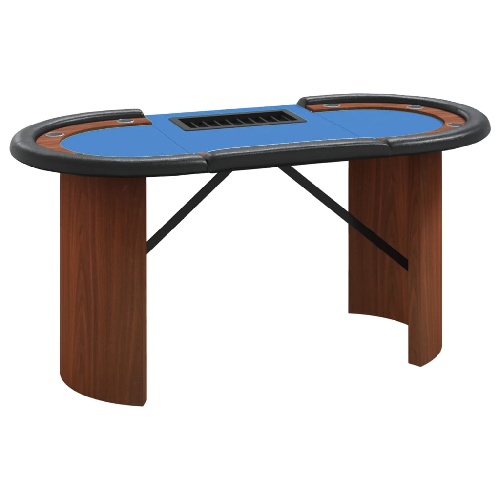vidaXL Pokerbord med markerhållare 10 spelare 160x80x75 cm blå