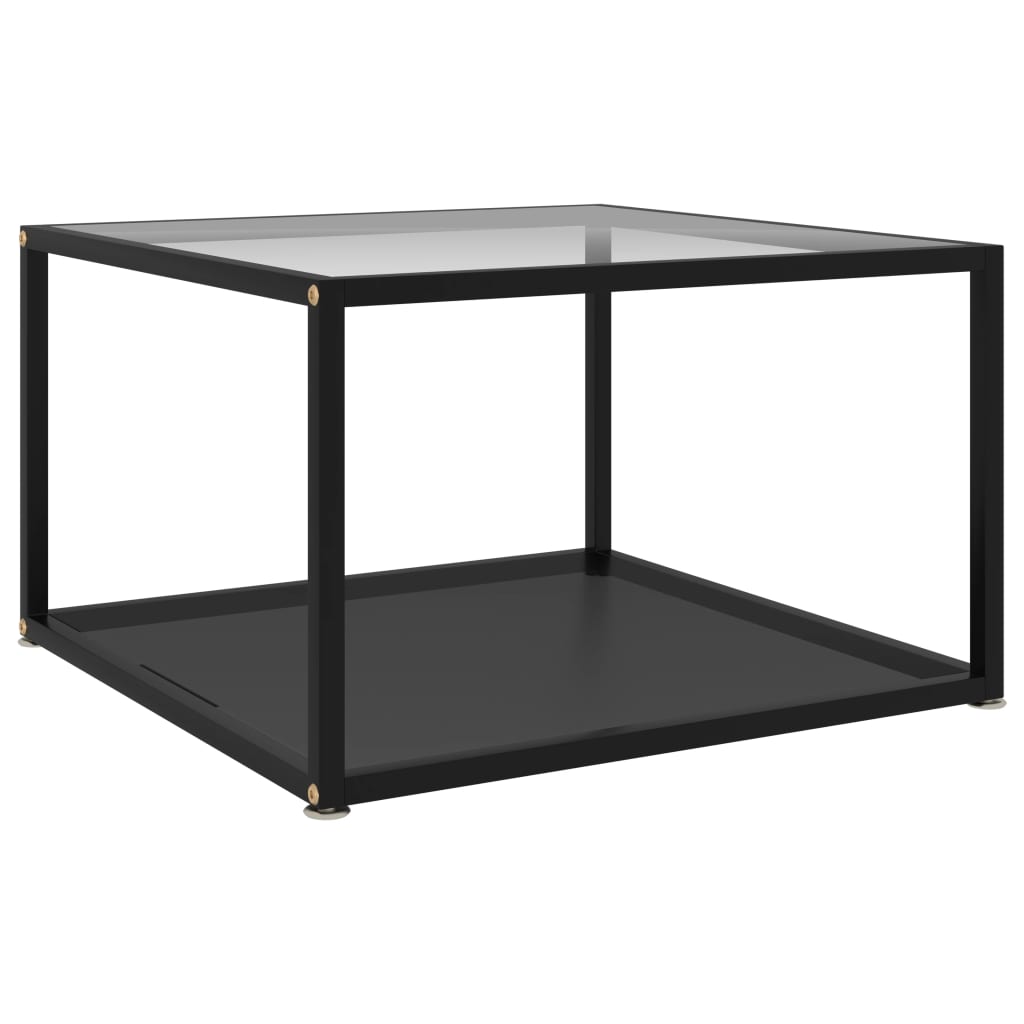 vidaXL Soffbord transparent och svart 60x60x35 cm härdat glas