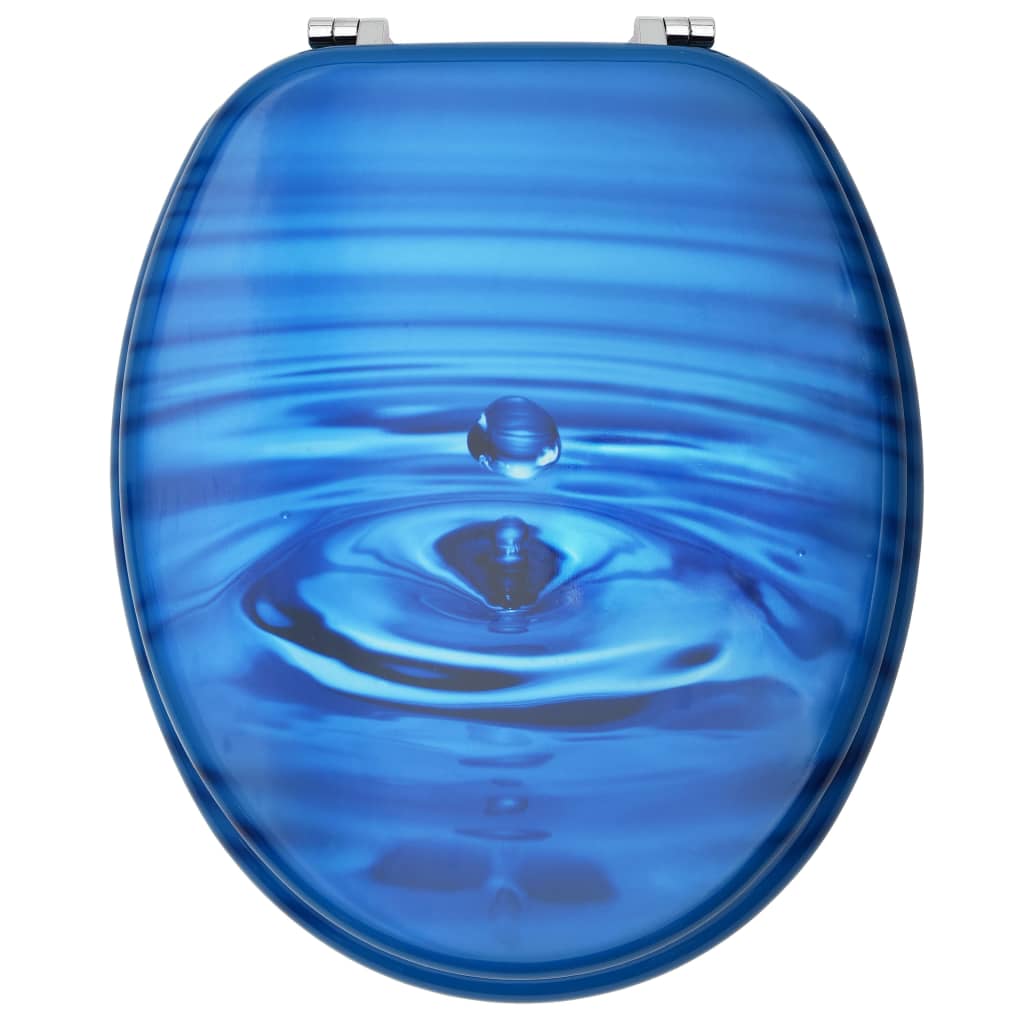 vidaXL Toalettsits med lock MDF vattendroppar blå