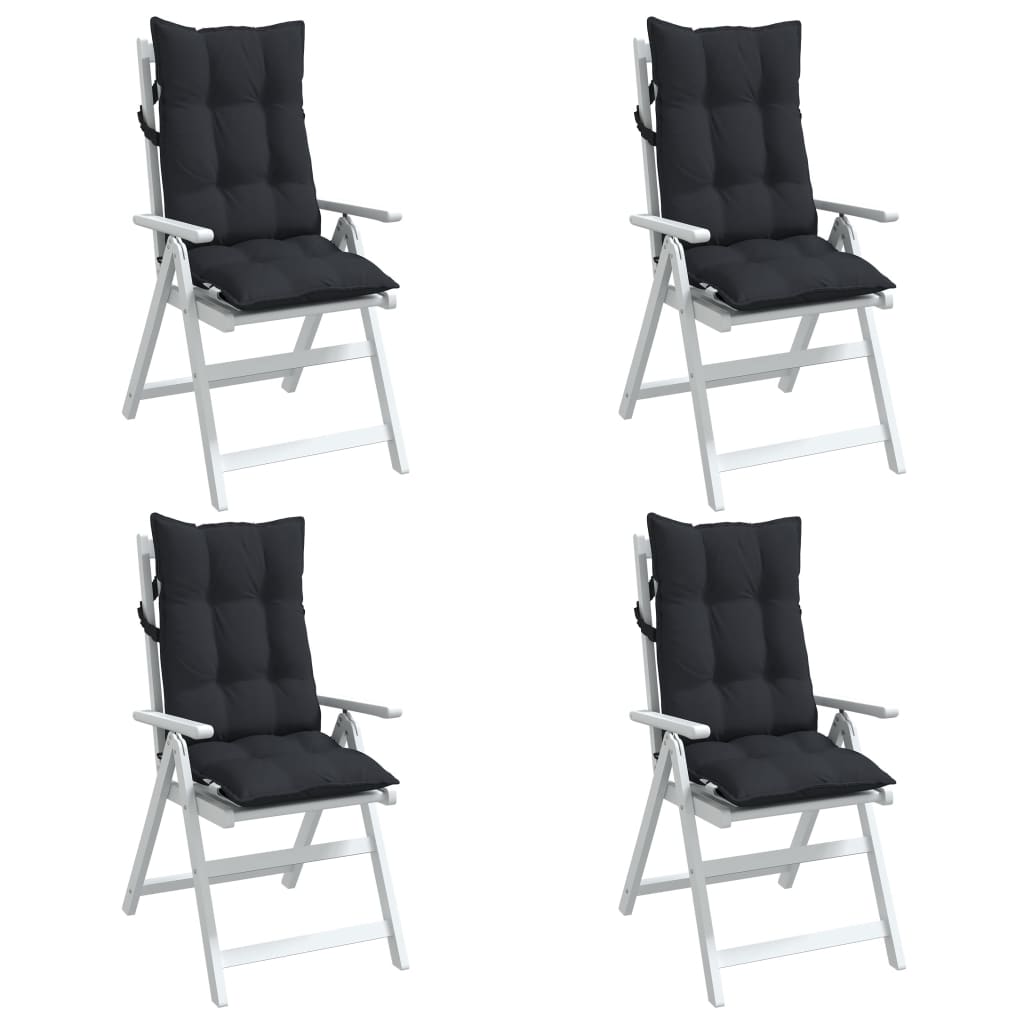vidaXL Stolsdynor för stolar med hög rygg 4 st svart oxfordtyg