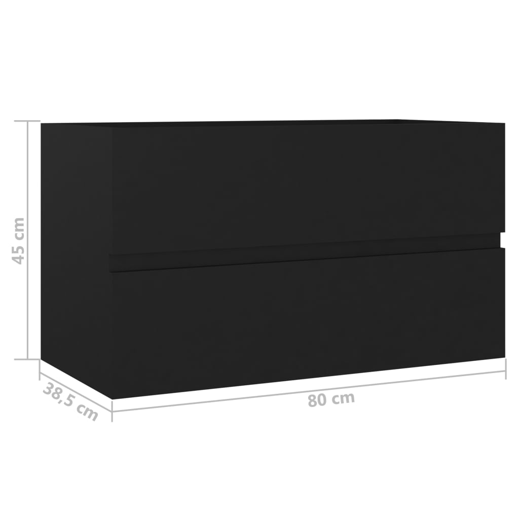 vidaXL Tvättställsskåp svart 80x38,5x45 cm spånskiva