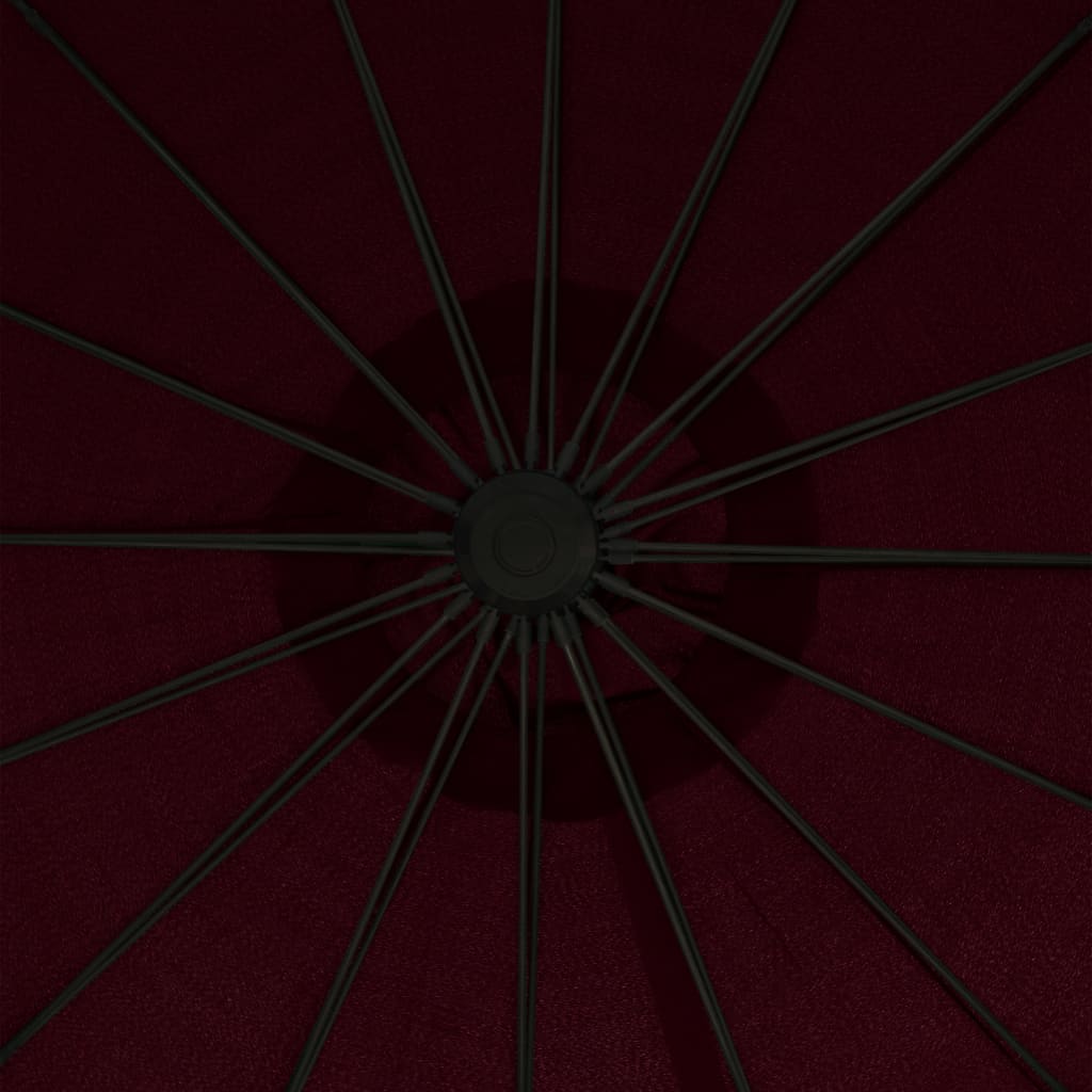 vidaXL Hängande parasoll vinröd 3 m aluminiumstång