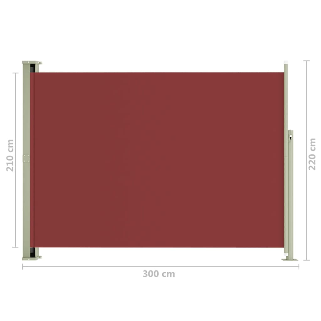 vidaXL Infällbar sidomarkis 220x300 cm röd