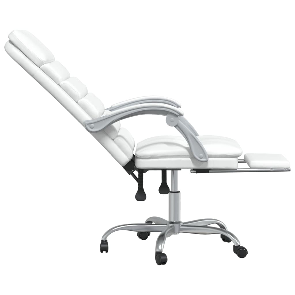vidaXL Kontorsstol med massage vit konstläder