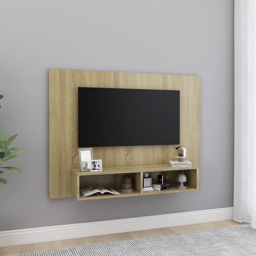vidaXL Väggmonterat tv-skåp sonoma-ek 120x23,5x90 cm konstruerat trä