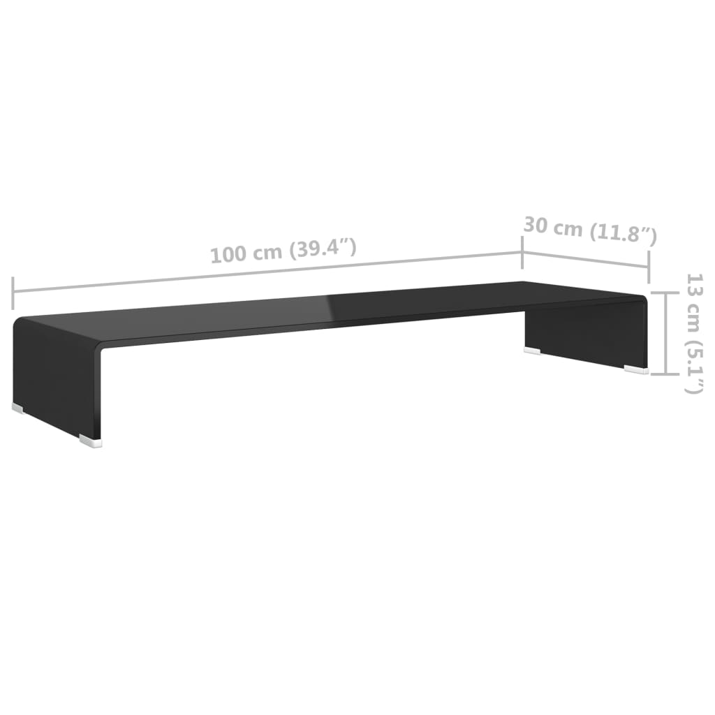vidaXL TV-bord glas svart 100x30x13 cm