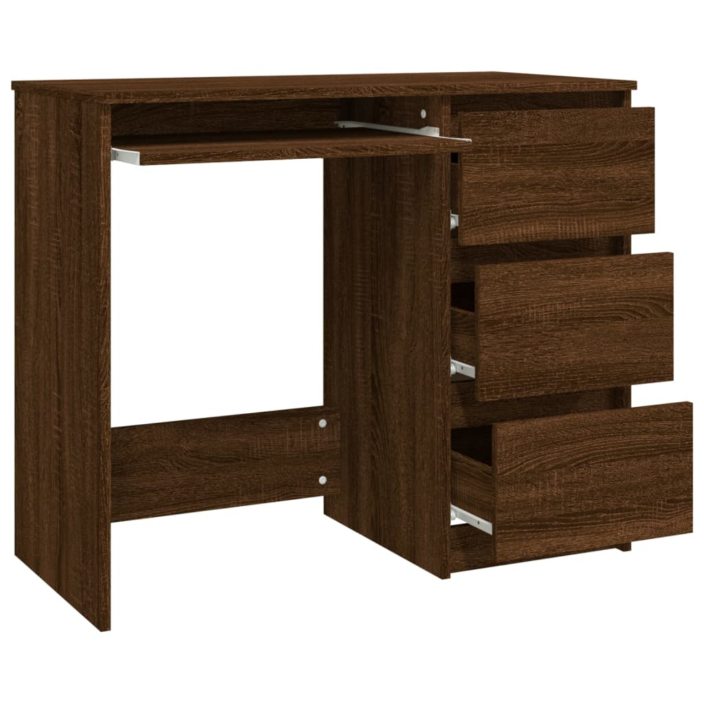 vidaXL Skrivbord brun ek 90x45x76 cm konstruerat trä