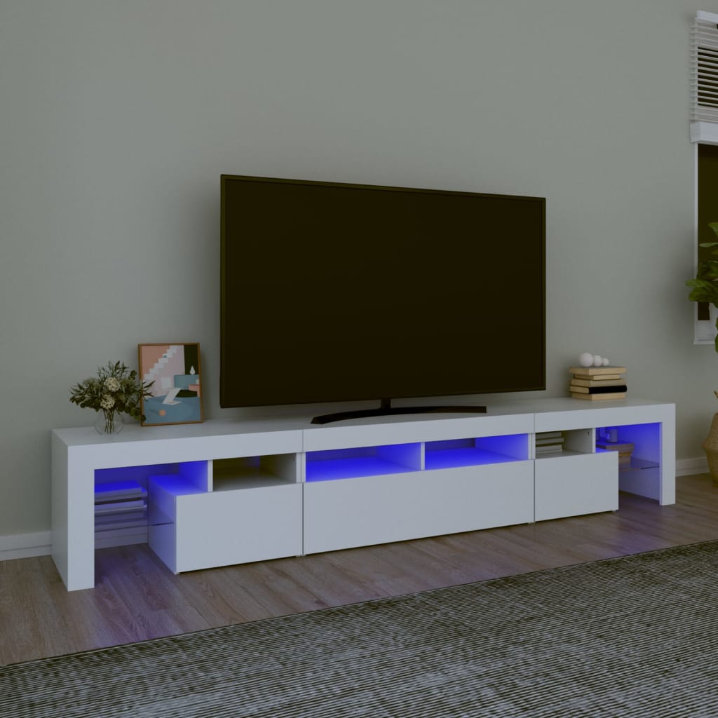 vidaXL Tv-bänk med LED-belysning vit 230x36,5x40 cm