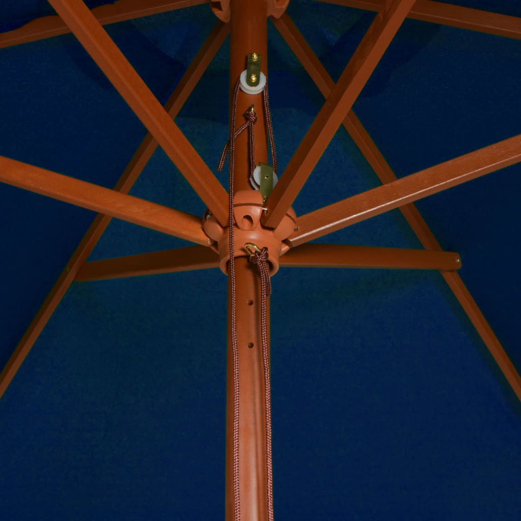 vidaXL Trädgårdsparasoll med trästång blå 200x300 cm