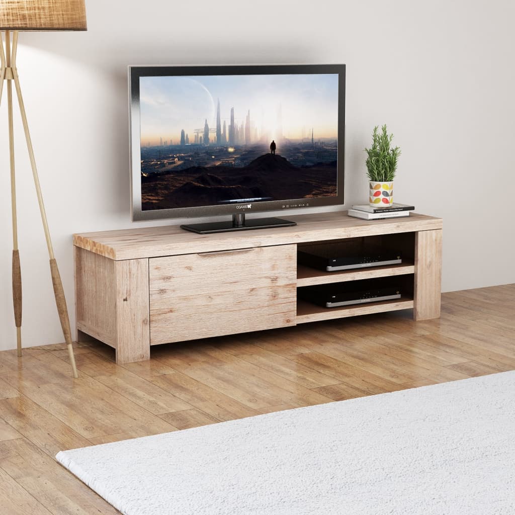 vidaXL TV-bänk i massivt borstat akaciaträ 140x38x40 cm