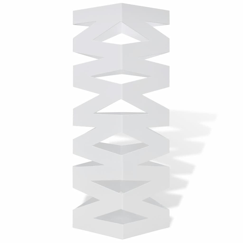 Fyrkantigt paraplyställ Sicksack av stål Vit 48,5 cm