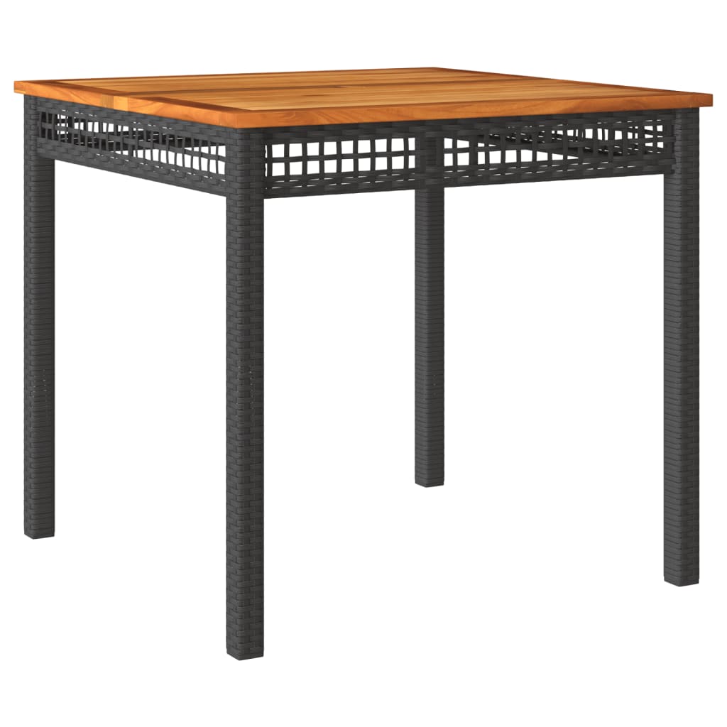 vidaXL Trädgårdsbord svart 80x80x75 cm konstrotting akaciaträ