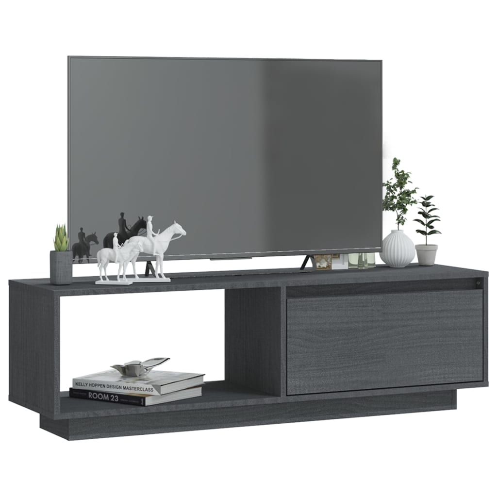 vidaXL TV-bänk grå 110x30x33,5 cm massiv furu
