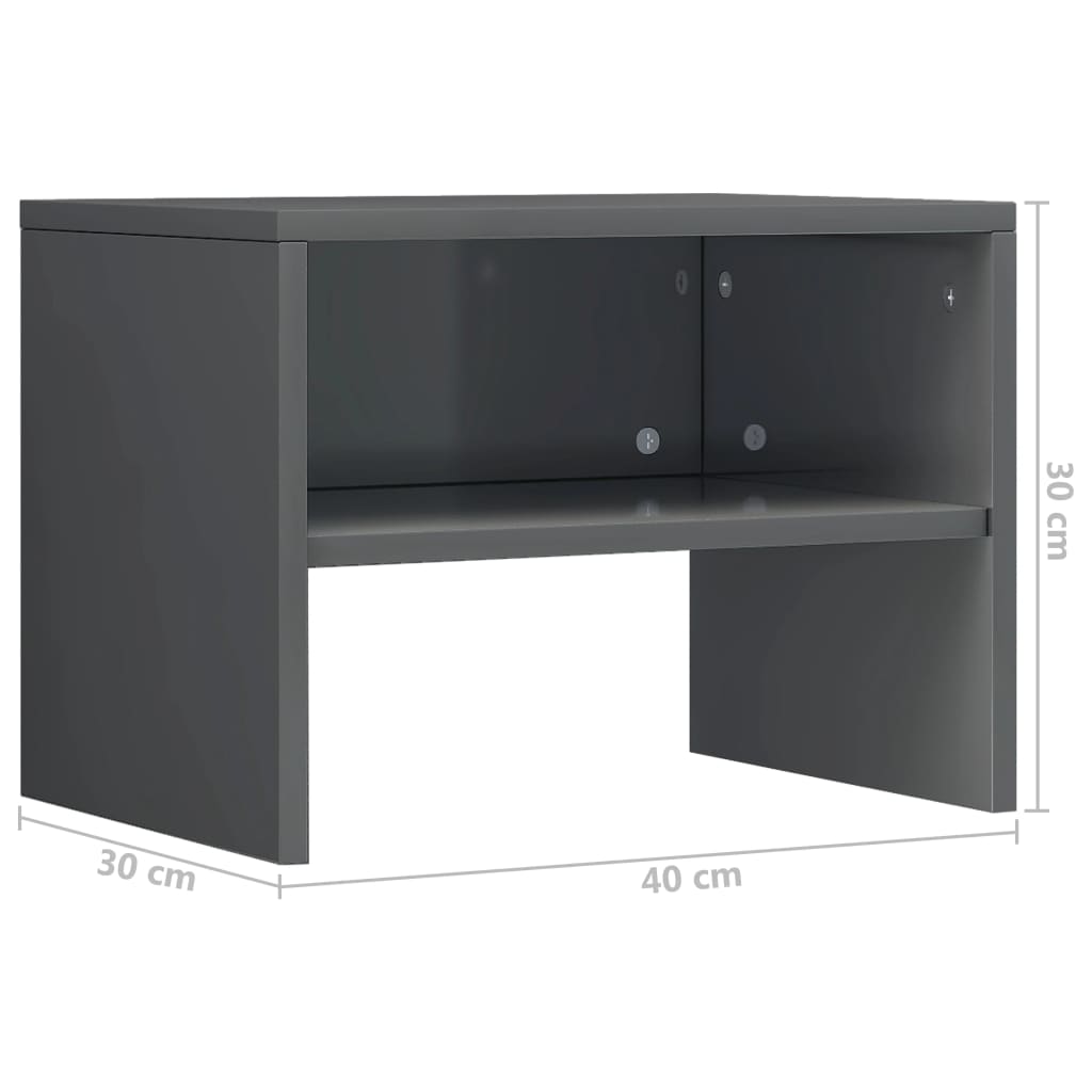 vidaXL Sängbord 2 st grå högglans 40x30x30 cm spånskiva