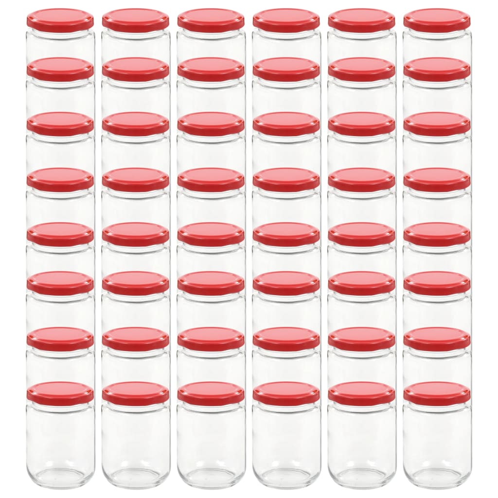 vidaXL Syltburkar i glas med röda lock 48 st 230 ml