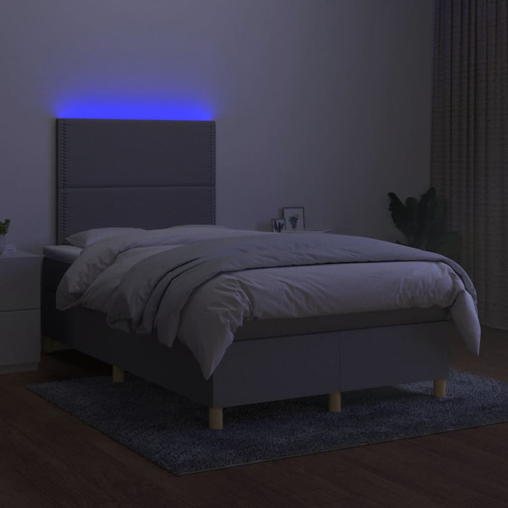 vidaXL Ramsäng med madrass & LED ljusgrå 120x190 cm tyg