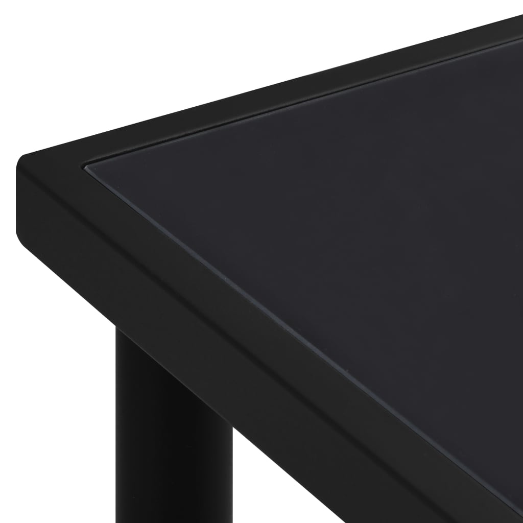 vidaXL Trädgårdsbord med bordsskiva i glas svart 150x90x74 cm stål