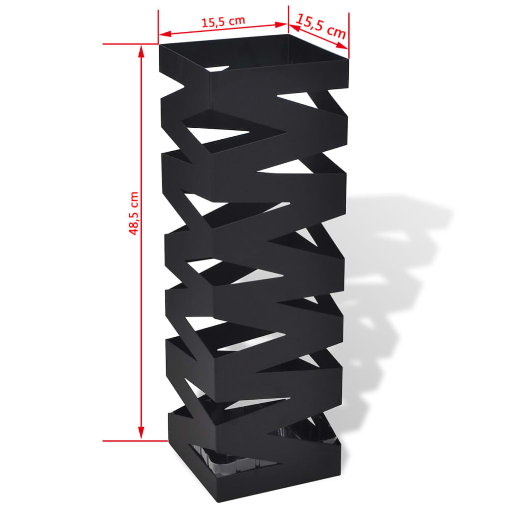 vidaXL Paraplyställ 48,5 cm fyrkantig stål svart