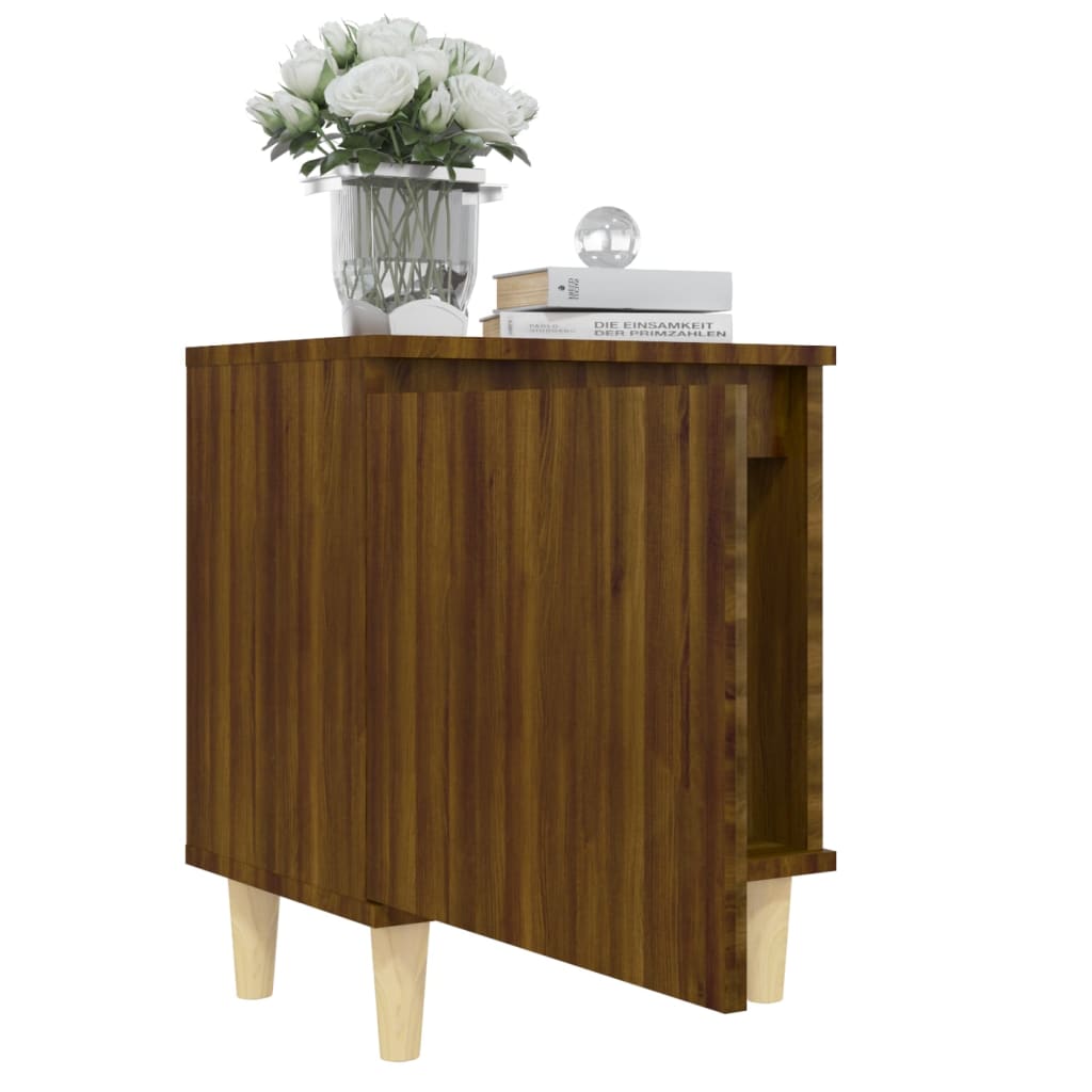 vidaXL Sängbord med massiva träben brun ek 40x30x50 cm
