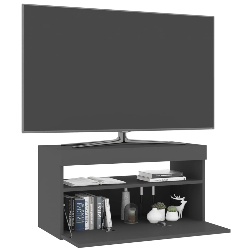vidaXL Tv-bänk med LED-belysning grå 75x35x40 cm