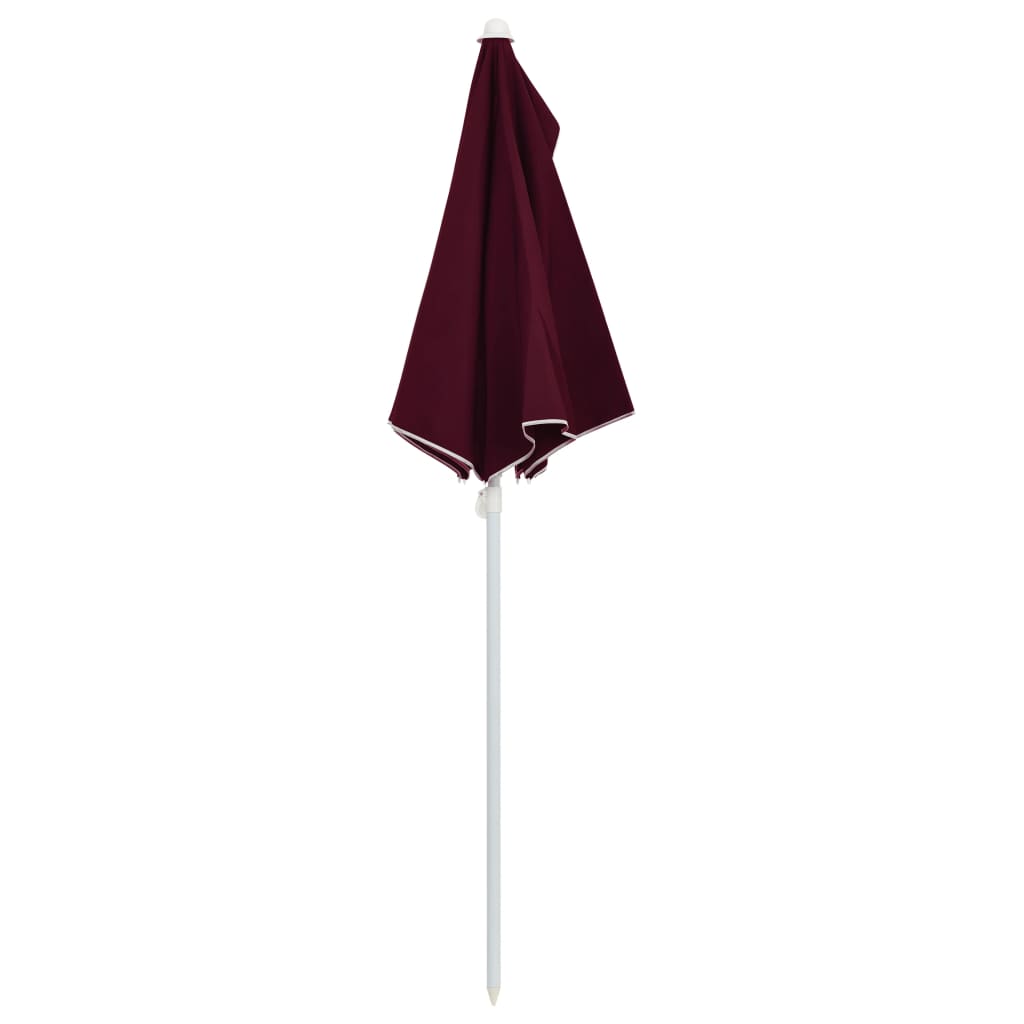 vidaXL Halvrunt parasoll med stång 180x90 cm vinröd