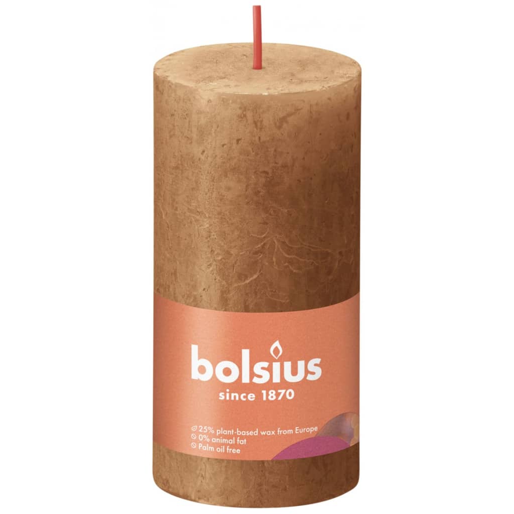 Bolsius Rustika blockljus Shine 8-pack 100x50 mm kryddbrun