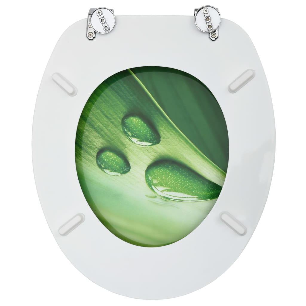 vidaXL Toalettsitsar med lock 2 st MDF vattendroppar grön
