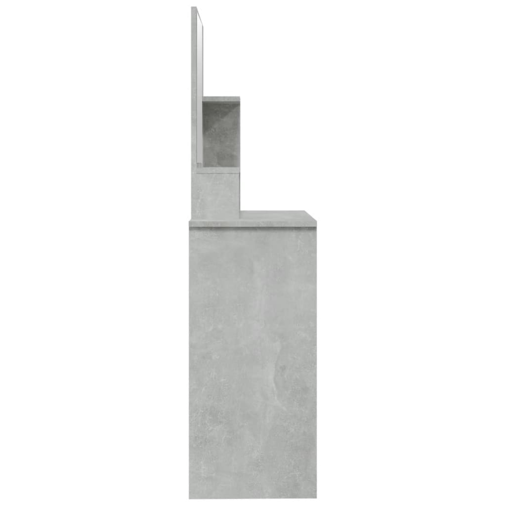 vidaXL Sminkbord med spegel betonggrå 86,5x35x136 cm