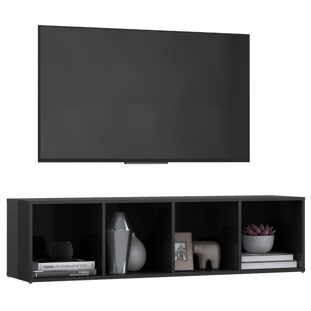 vidaXL TV-bänk grå högglans 142,5x35x36,5 cm konstruerat trä