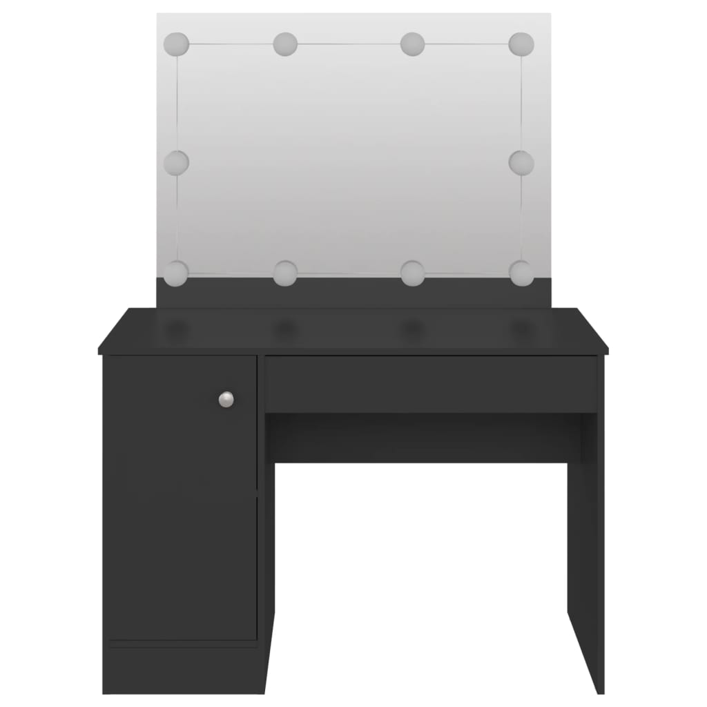 vidaXL Sminkbord med LED-belysning 110x55x145 cm MDF svart