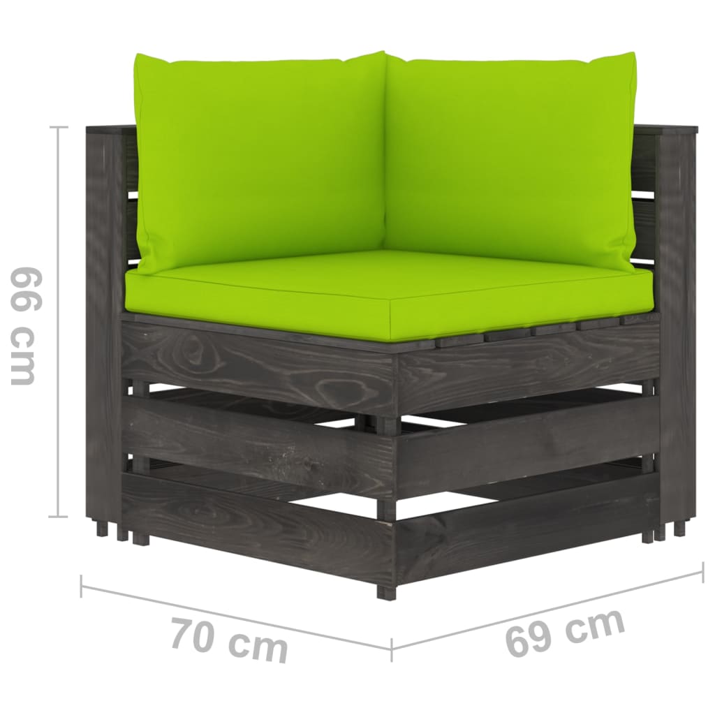 vidaXL Loungegrupp med dynor 5 delar grå impregnerat trä